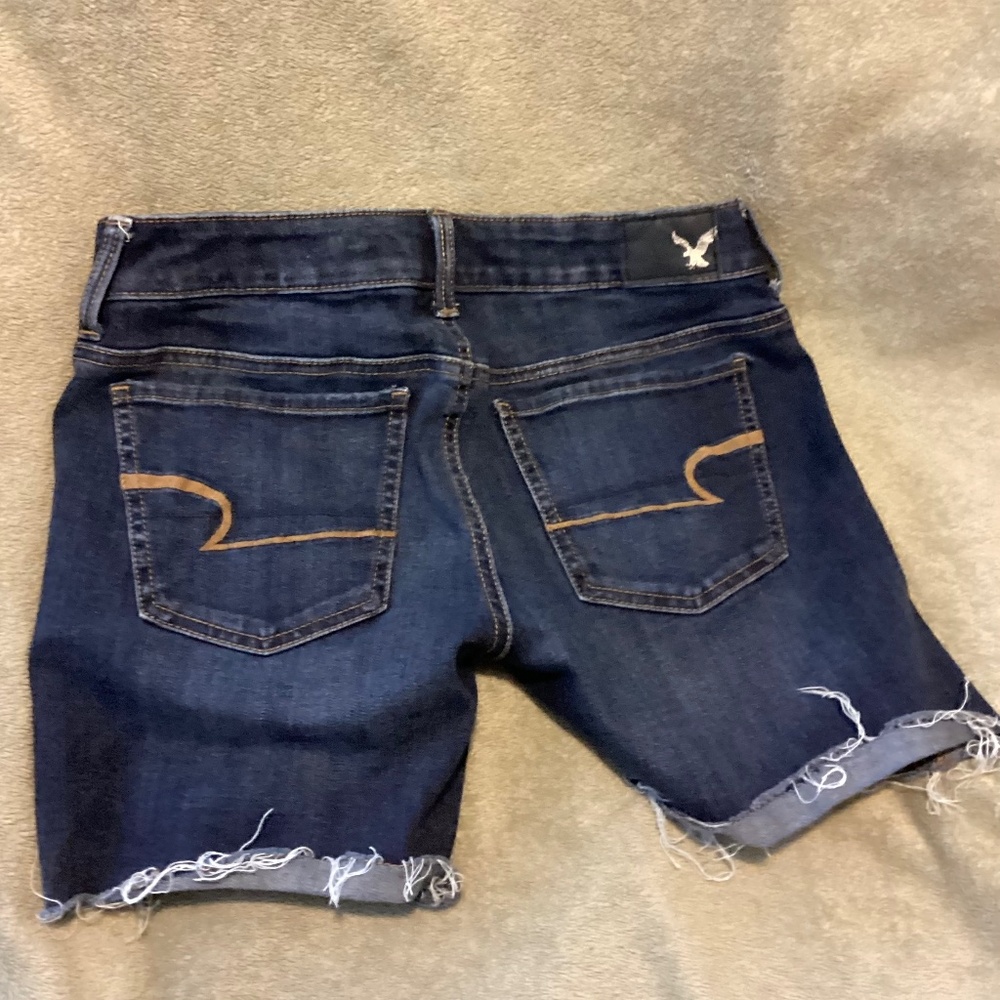 American Eagle Denim Jean Shorts Size 2 Waist 29” MIDI 360 Super Stretch S